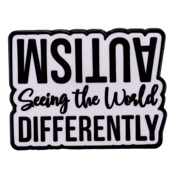 Autism Awareness Enamel Pin Seeing World Differently Message Metal Pin - Picture 2 of 9